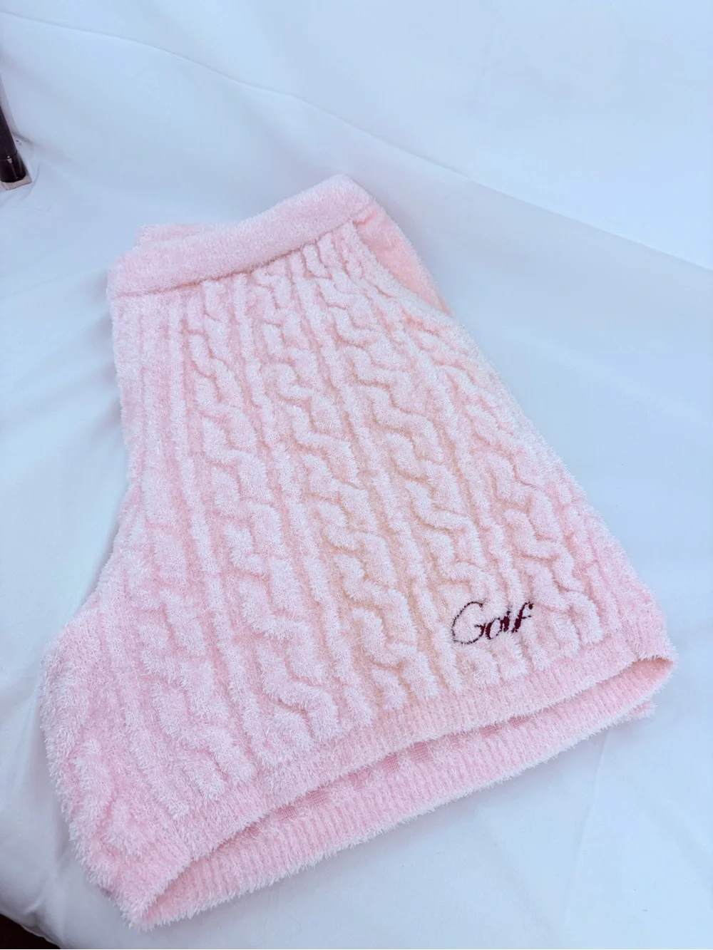RARE Golf Wang Pink Very Fuzzy Furry Cable Knit Streetwear Shorts, Mens sz L